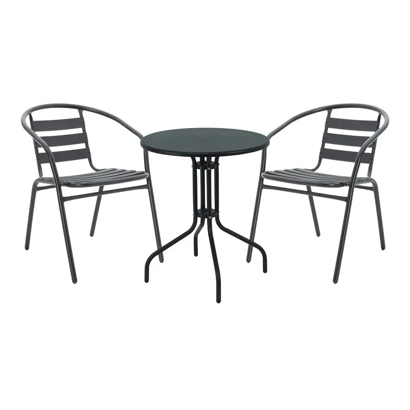 Masă de sufragerie Vergo-Tade metalica, neagra, D60x70 cm - Negru