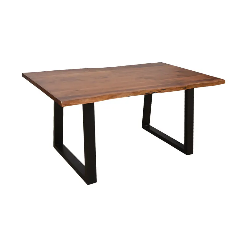 Masa Boho Miles, Lemn de salcam grosime 3 cm, Natural - Nuc, 140x80x76 cm - Nuc