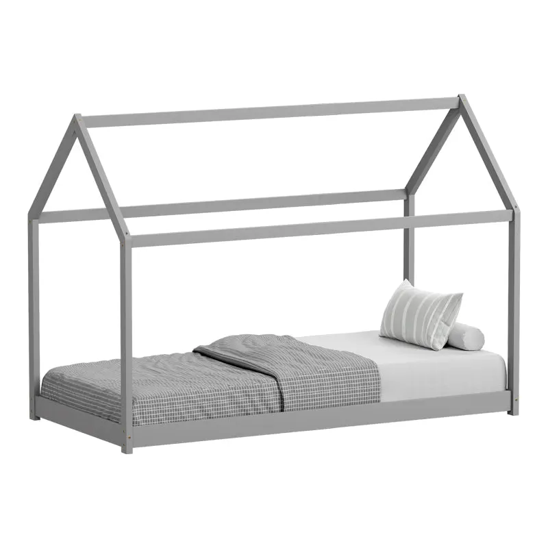 Pat pentru copii Nino Montessori, Gri, 90x190 cm - Gri