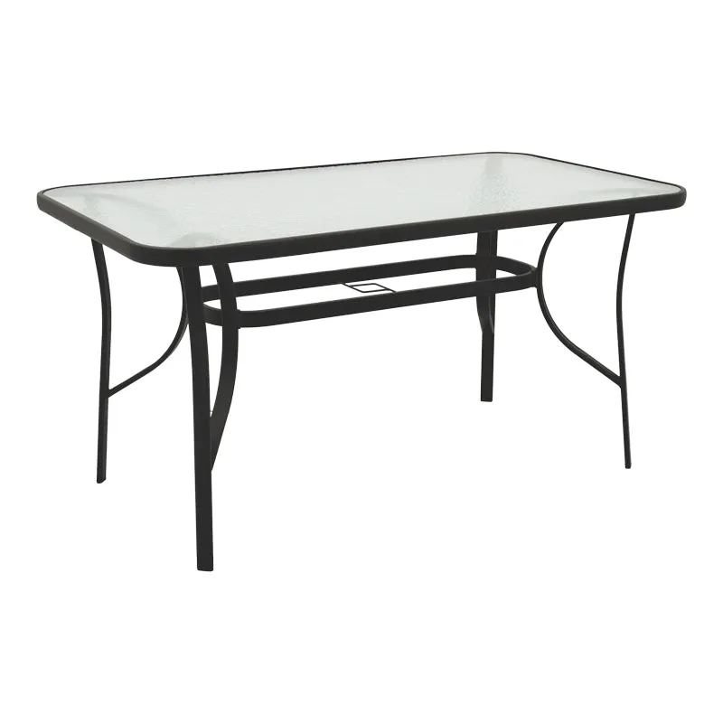 Masa Ensure metalica cu blat din sticla, neagra, 140x80x70 cm - Negru