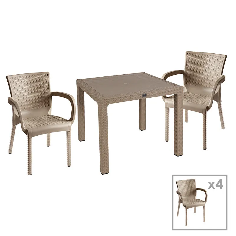 Set de cina Explore-Festive set 5 piese, Crem, 90x90x74 cm - Bej