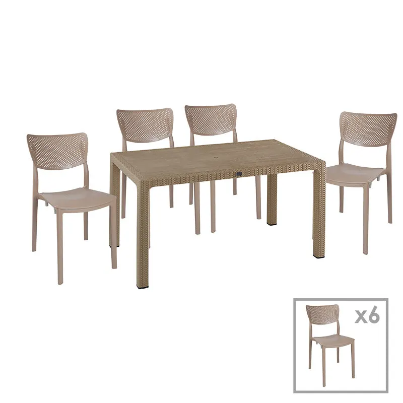 Set de Masa Explore-Ignite set 7 piese, Crem, 150x90x74 cm - Bej
