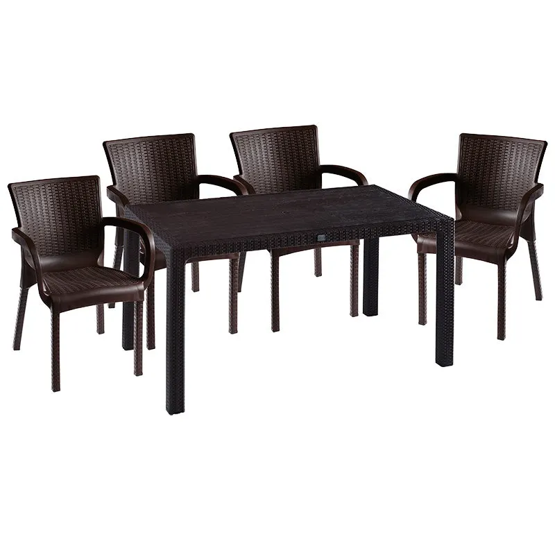 Set de gradina masa si scaune Explore-Festive set 5 piese, maro, 150x90x73 cm - Maro