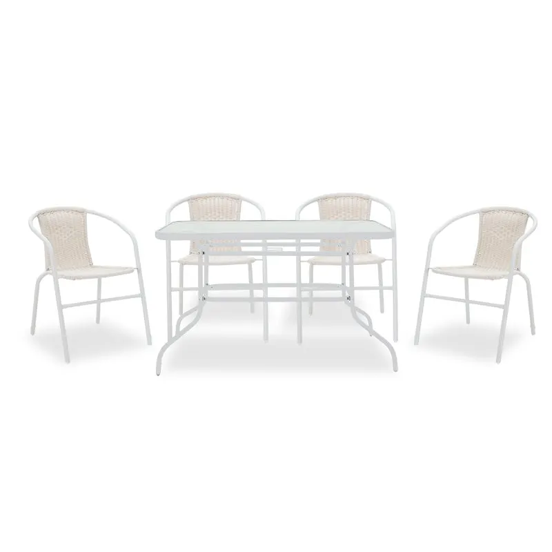 Set Masa si Scaune Gradina Valor-Obbi 5 Piese, Alb, 120x70x70 cm - Alb