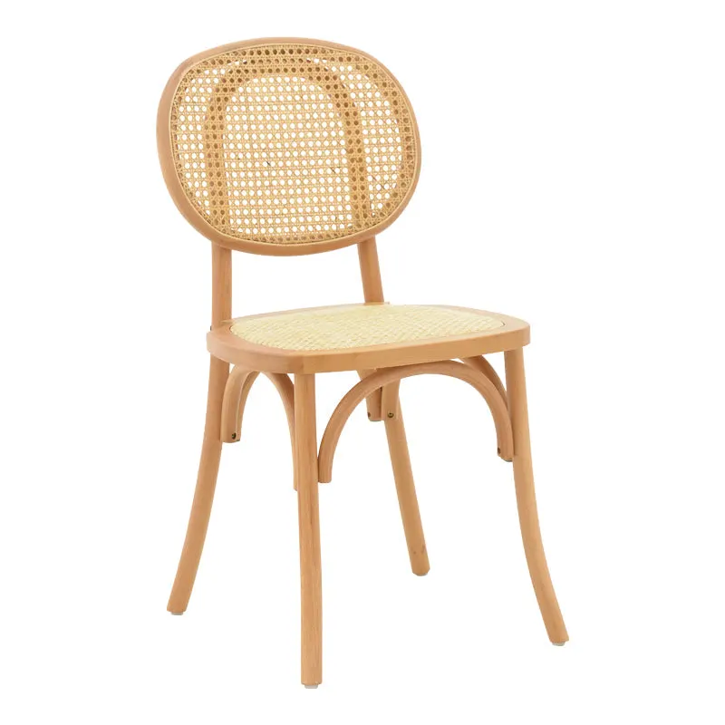 Scaun stivuibil Zoel din lemn de fag si ratan, Natural, 45x52x82 cm - Natur