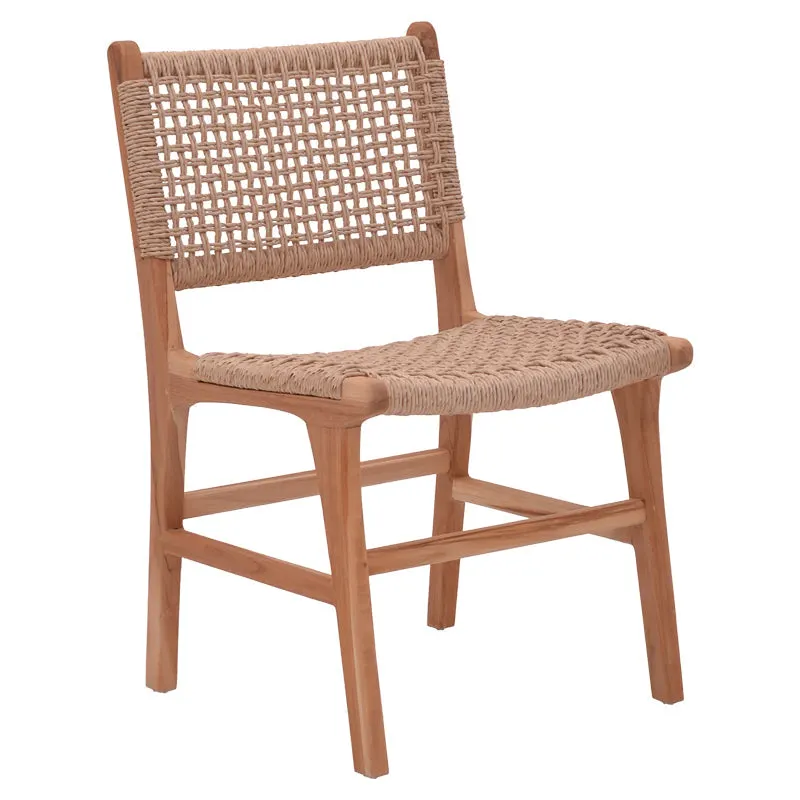 Scaun Sponze schelet din lemn de tec si frânghie pe Natural, 50x58x85 cm - Natur