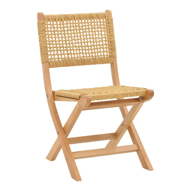 Scaun pliant Xianju lemn de fag si frânghie, Natural, 47x58x85 cm - Natur