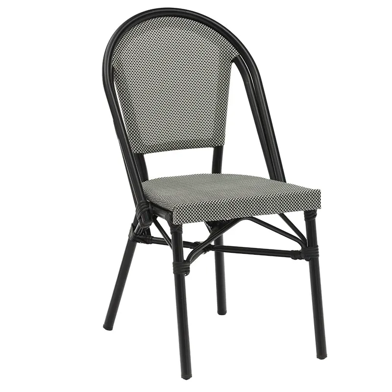Scaun Paris aluminiu negru-textilena, Alb, 44x63x88 cm - Negru