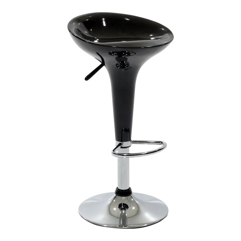 Scaun de bar Felice reglabil pe inaltime baza, negru-crom, 40x43x84 cm - Negru