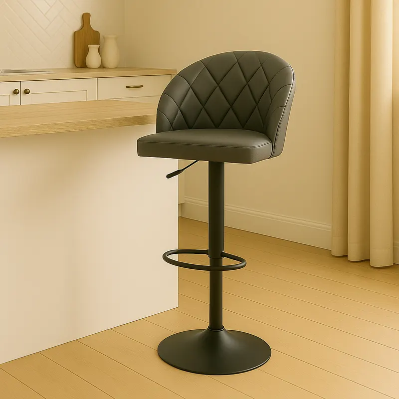Scaun bar Balina, inaltime ajustabila, negru, 52x53x89 cm - Negru