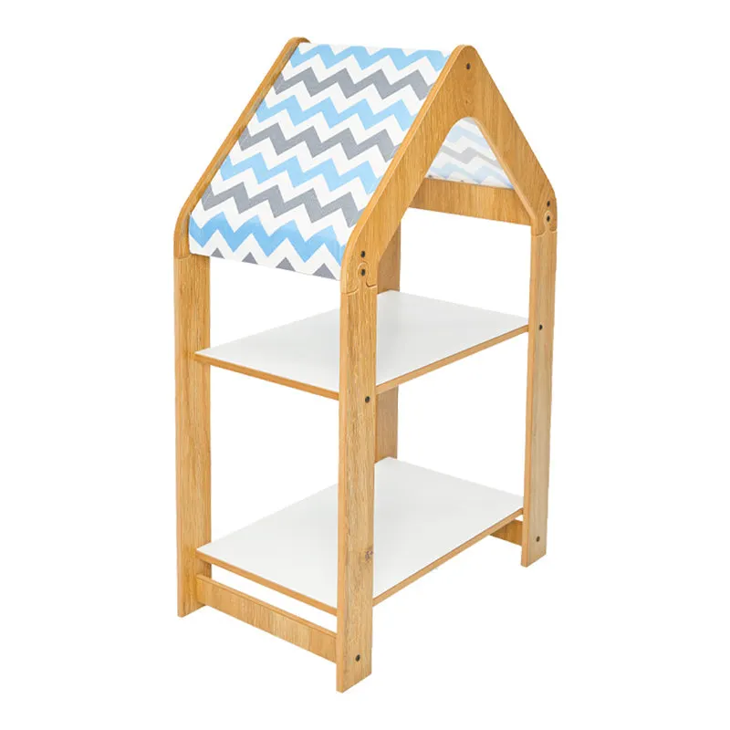 Raft Montessori Zoilen, MDF, 50x30x80 cm - Natural-Alb-Albastru