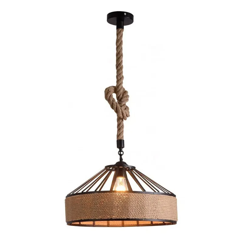 Lustra Pormode negru metal-funghie, Natural, D30x15 cm - Natur