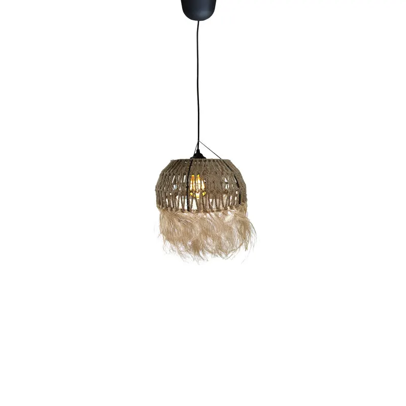 Lustra Bowler din rachita, Natural, D31x69 cm - Natur