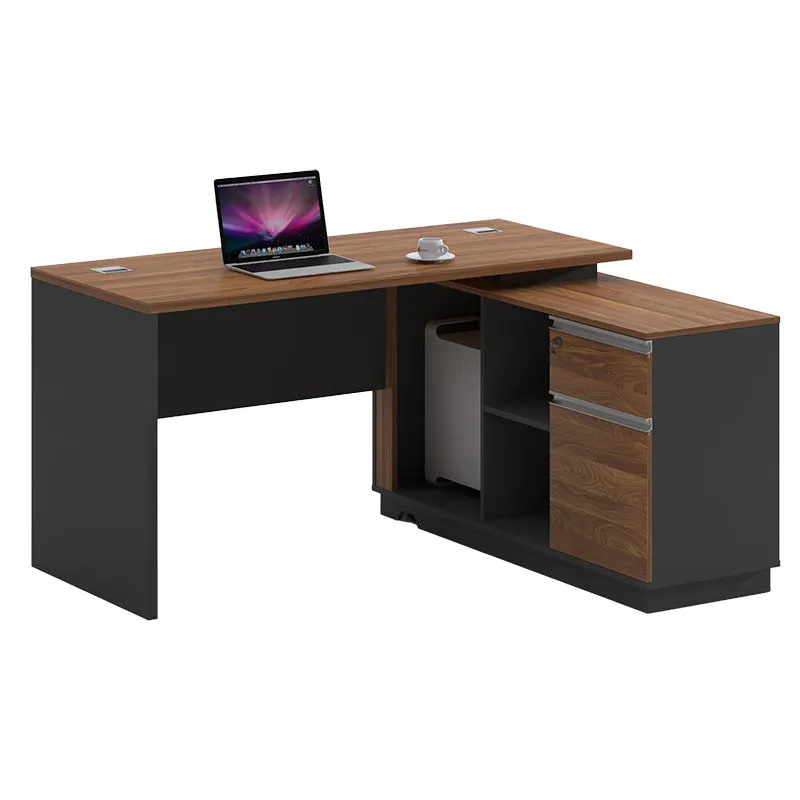 Birou pe colt dreapta Oscar, nuc - antracit, 160x140x76 cm - Nuc