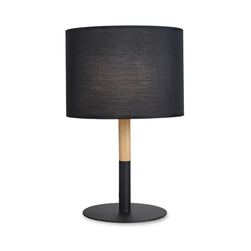 Veioza Kerky negru-Natural metal-lemn-textil, 25x25x40 cm - Natur