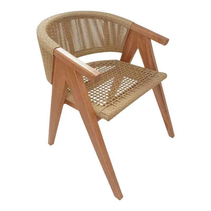 Fotoliu Wolly lemn de tec si frânghie, Natural, 60x60x76 cm - Natur
