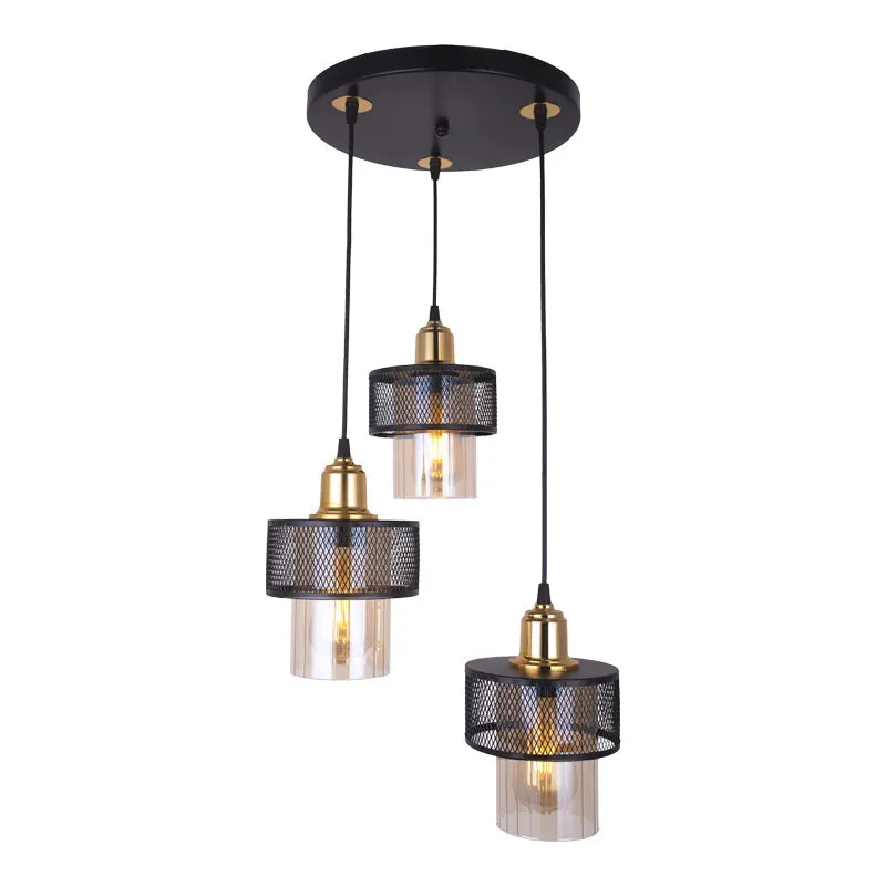 Lustra cu 3 lumini PWL-1045, negru-auriu, D30x85 cm - Negru