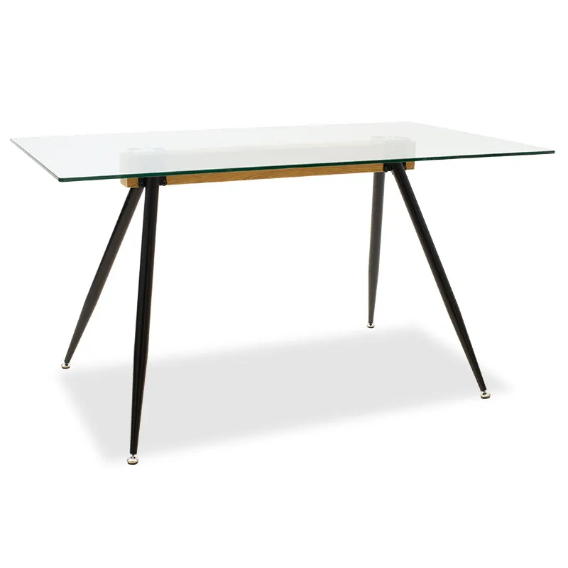 Masa Astrid, Negru - Natural - Transparent, 140x80x75 cm - Negru