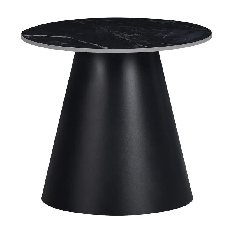Masuta laterala Fabrin piatra sinterizata neagra cu metal, negru, 50x50x46 cm - Negru
