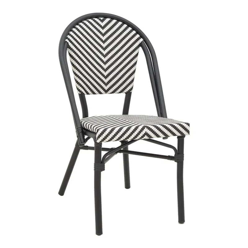Scaun de gradina Uarmin stivuit negru aluminiu negru si alb textilena, 46x57x85 cm - Negru