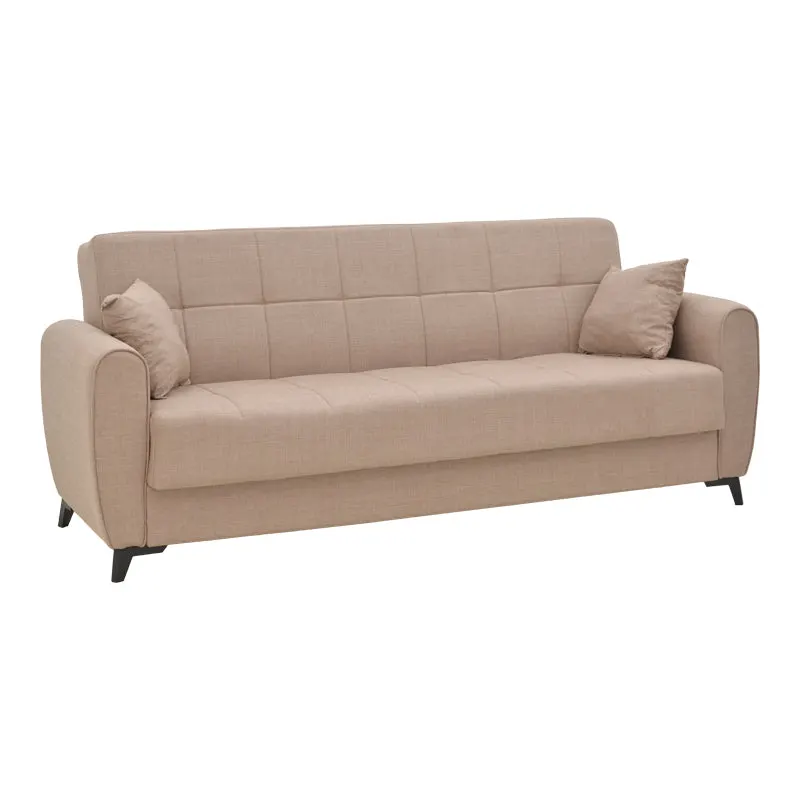 Canapea extensibila cu depozitare pentru trei persoane Lincoln, tesatura, Diverse culori, 225x85x90 cm, 85x225 cm - Bej