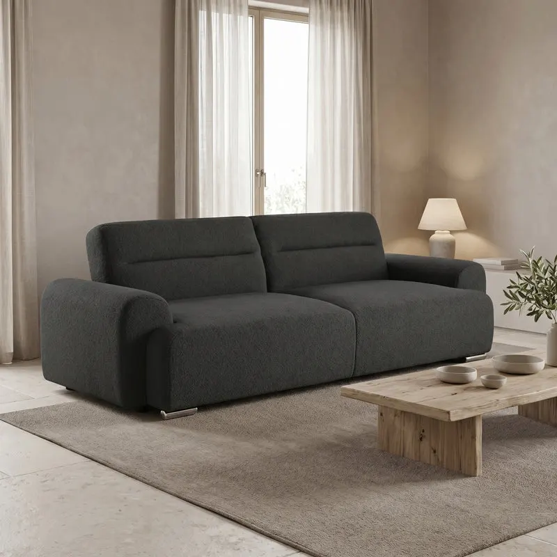 Canapea Harmonious, Stofa teddy, Antracit, 224x92x81 cm - Antracit