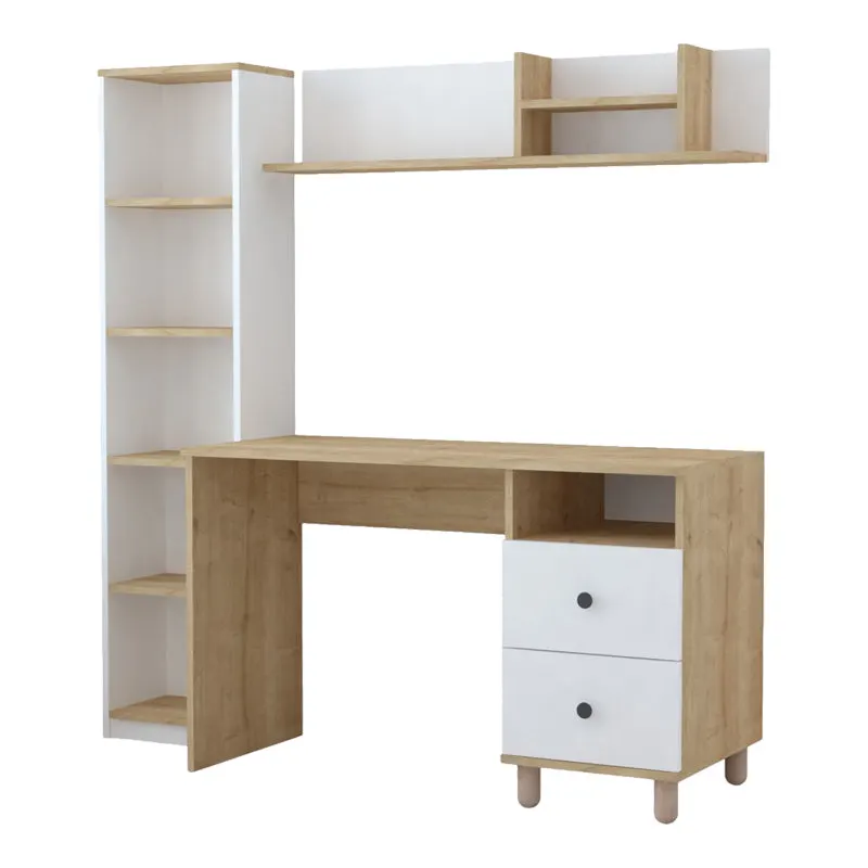 Birou Kontor, Sonoma-Alb, 160x50x162 cm - Sonoma-Alb