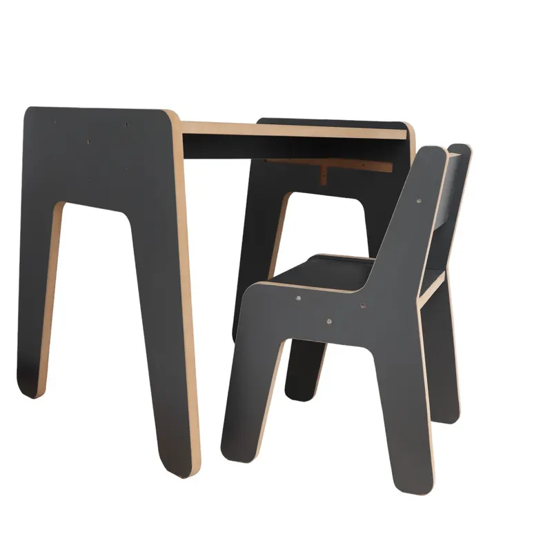 Set masa si scaun copii Mini Bambini, antracit - alb, 59x30x44 cm - Antracit
