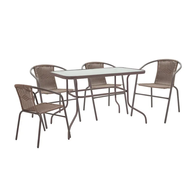 Set de Masa Valor-Obbi, Maro - Gri inchis, 110x60x70 cm - Maro