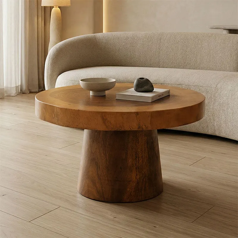 Masuta de cafea Nepal, Lemn masiv de suar, D80x45 cm - Natural