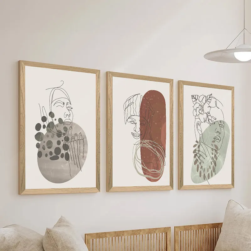 Tablou de canvas Wall art în frame Linento triptyque cu digital print, Multicolor, 33x48 cm - MULTICOLOR