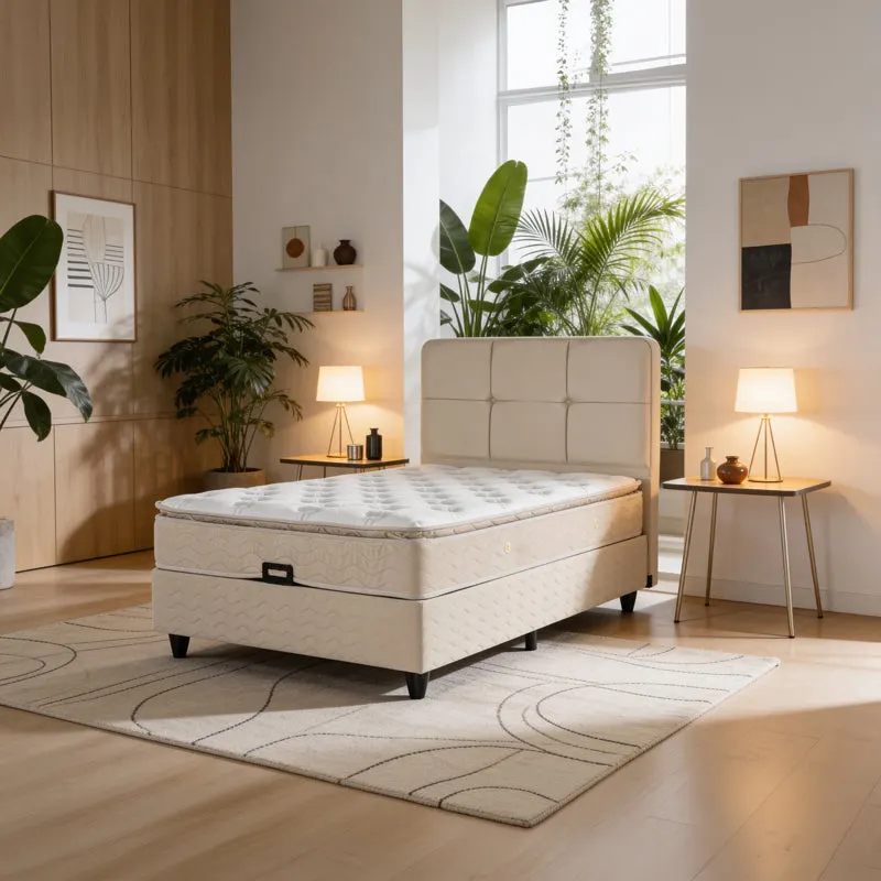 Pat dublu Semi-Double bed Punto, Crem, 120x200 cm - Crem
