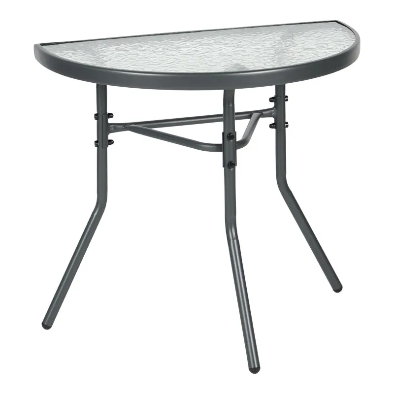 Masă semicirculară cu funcție Bion, Sticlă-metal, gri închis, 70x40x65 cm - Gri