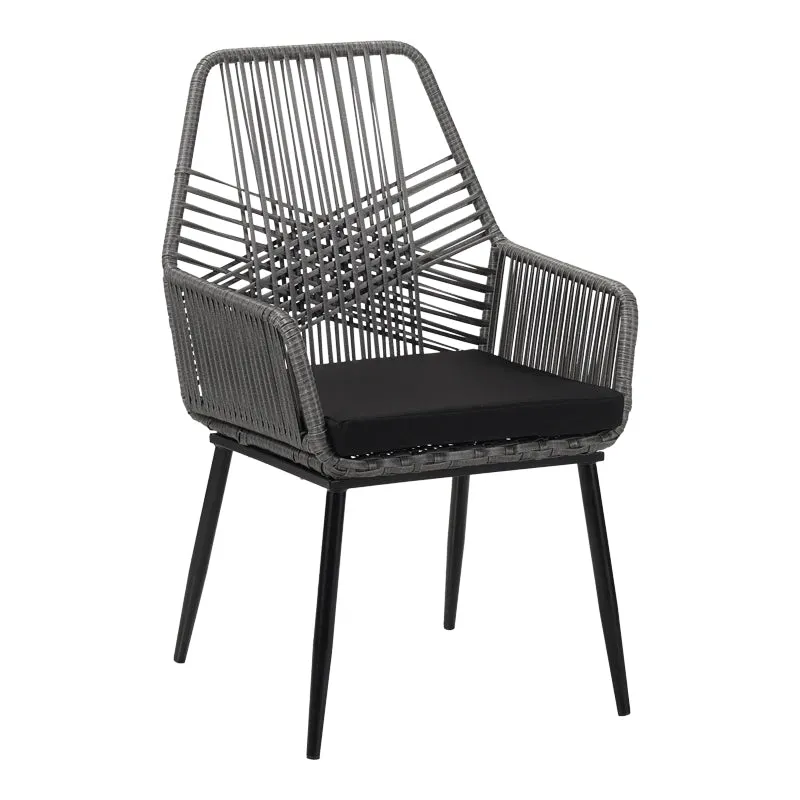 Fotoliu de exterior, Tanish, ratan, gri deschis, 58x58x87 cm - Gri