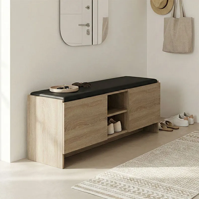 Pantofar cu banca Zulla, 110x37x43 cm - Sonoma-Negru