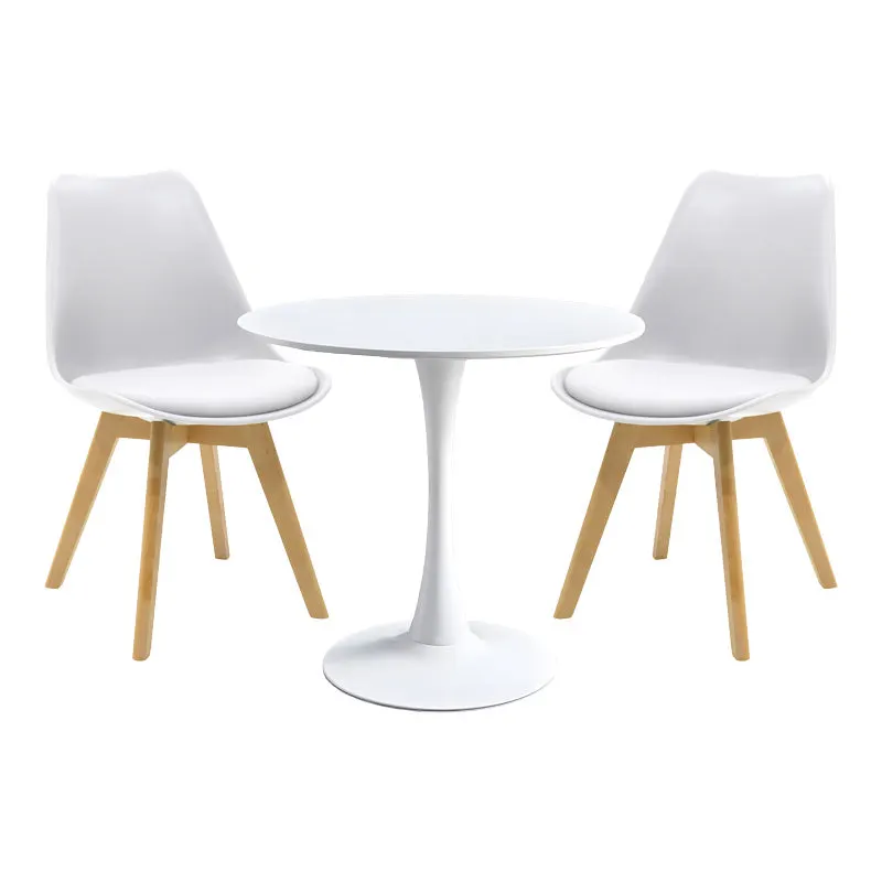 Set mobilă masă și scaune Elijah-Gaston, Alb/Natural, 60x74 cm - Natur