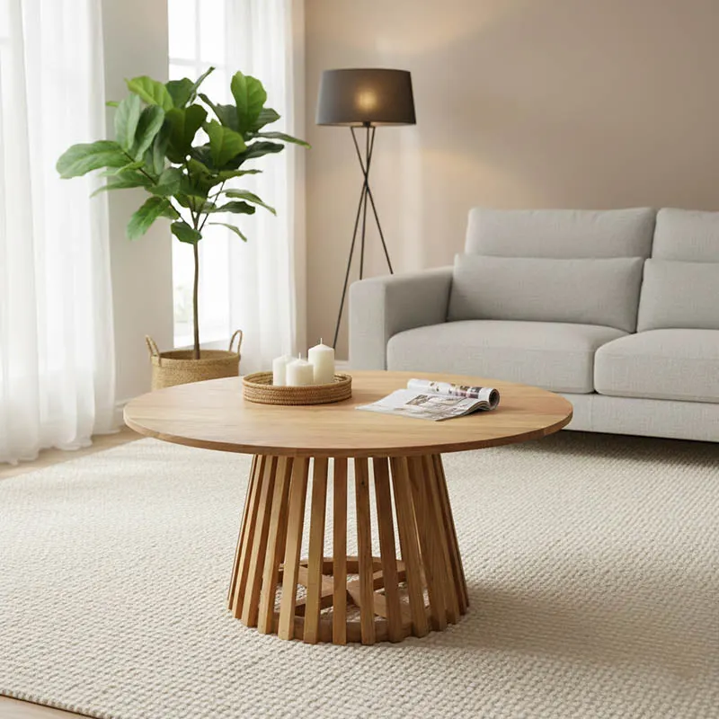 Masa de cafea Radiane Solid, design, Natural - Negru, lemn de acacia, 80x40 cm - Natur