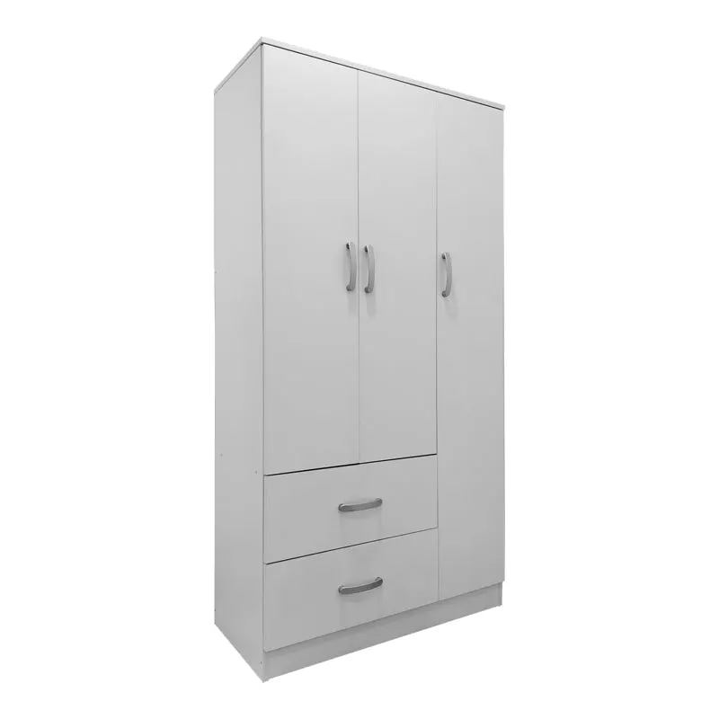 Dulap Athos cu 3 usi si 2 sertare, 90x42x180 cm - Alb