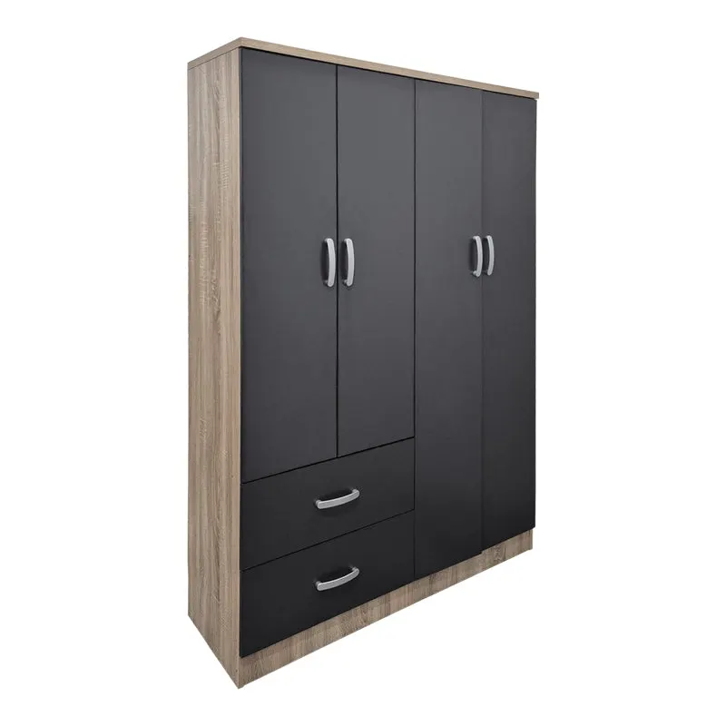 Dulap Lego cu 4 usi si 2 sertare, 121x42x181 cm - Antracit-Sonoma