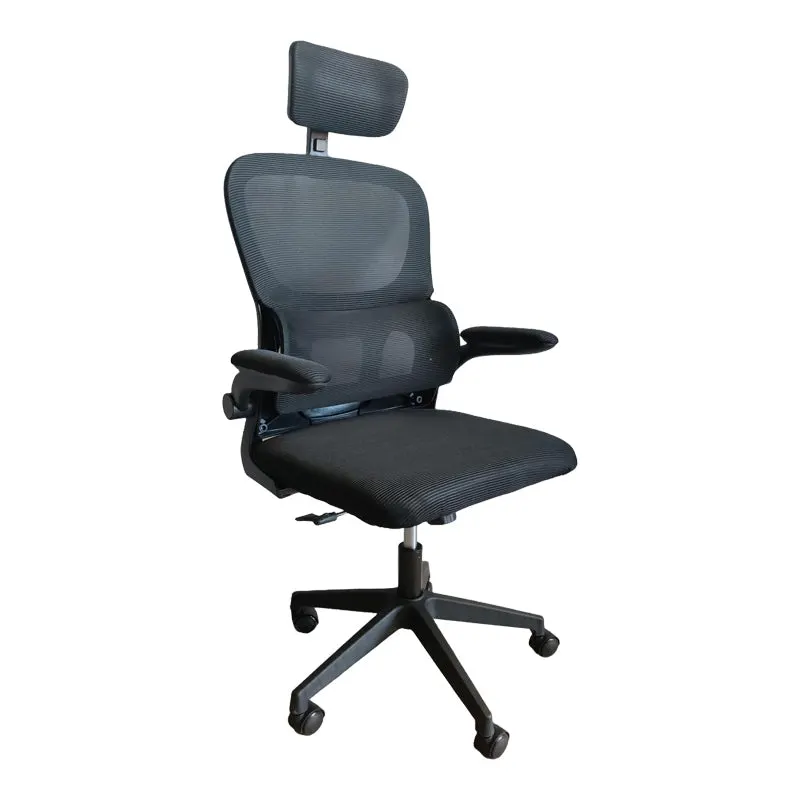 Scaun de birou ergonomic Recko, mesh, Negru, 56x62x116-125 cm - Negru