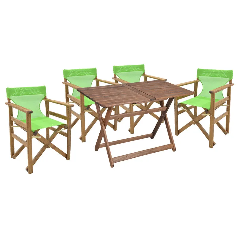 Set de cina Retto 5 piese din lemn de fag masiv, nuc-inchis Gri-inchis, 120x75x71 cm - Verde