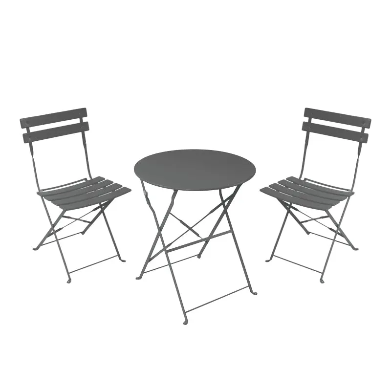 Set masa bistro pliabila, 3 piese, Metal, 60x71 cm - Antracit