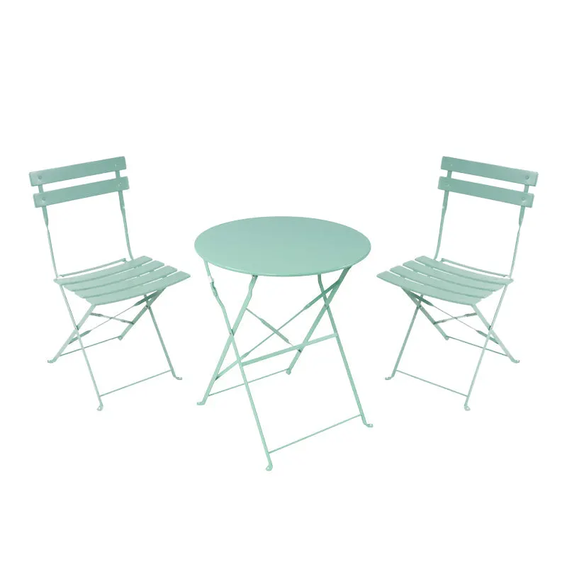 Set masa bistro pliabila, 3 piese, Metal, 60x71 cm - Verde