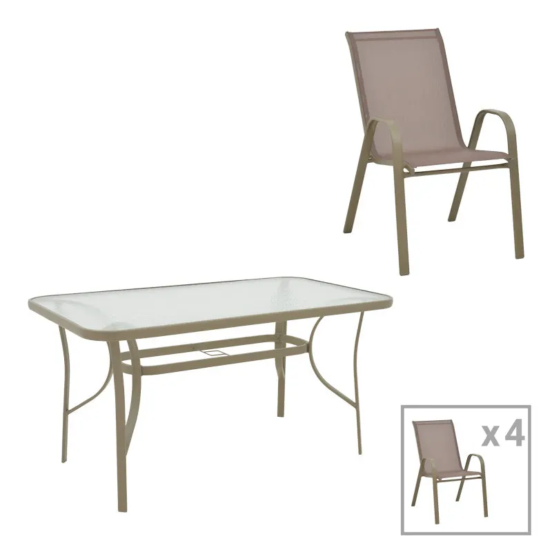 Masă de sufragerie cu blat din sticla, Ensure-Calan, metal și sticla, Multicolor, 140x80x70 cm - Multicolor