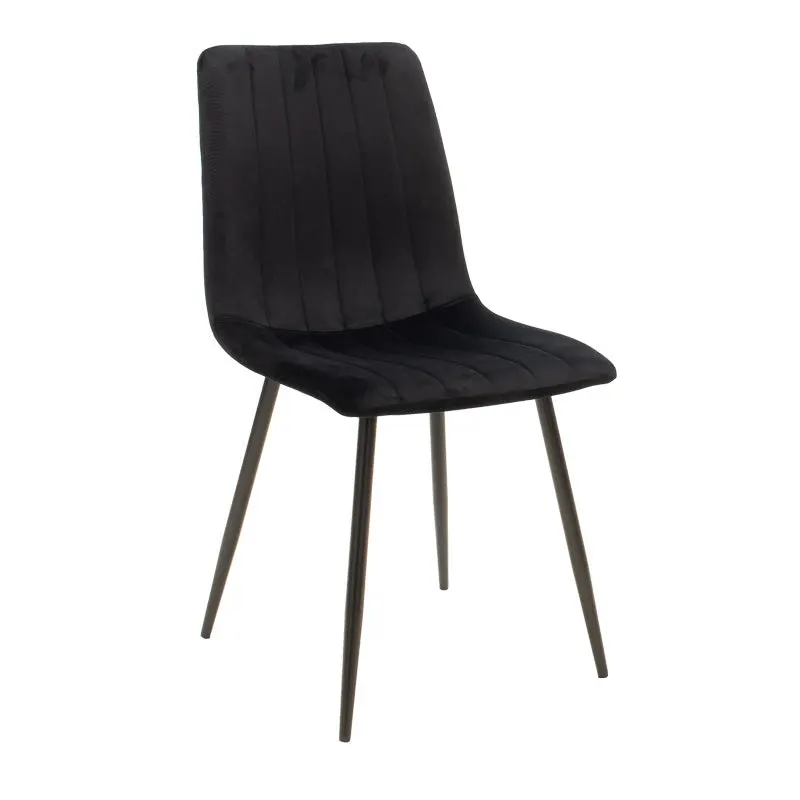 Scaun cu tapiterie din catifea galbena, Noor, Catifea și metal, 44x53x86 cm - Negru