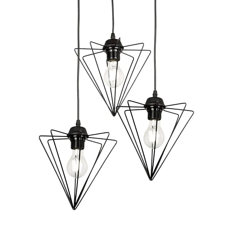 Lustra cu trei becuri, metal, negru, 30x30x75 cm - Negru