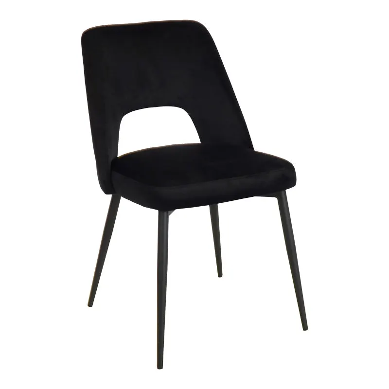 Scaun Murde, catifea si metal, 48x61x89 cm - Negru