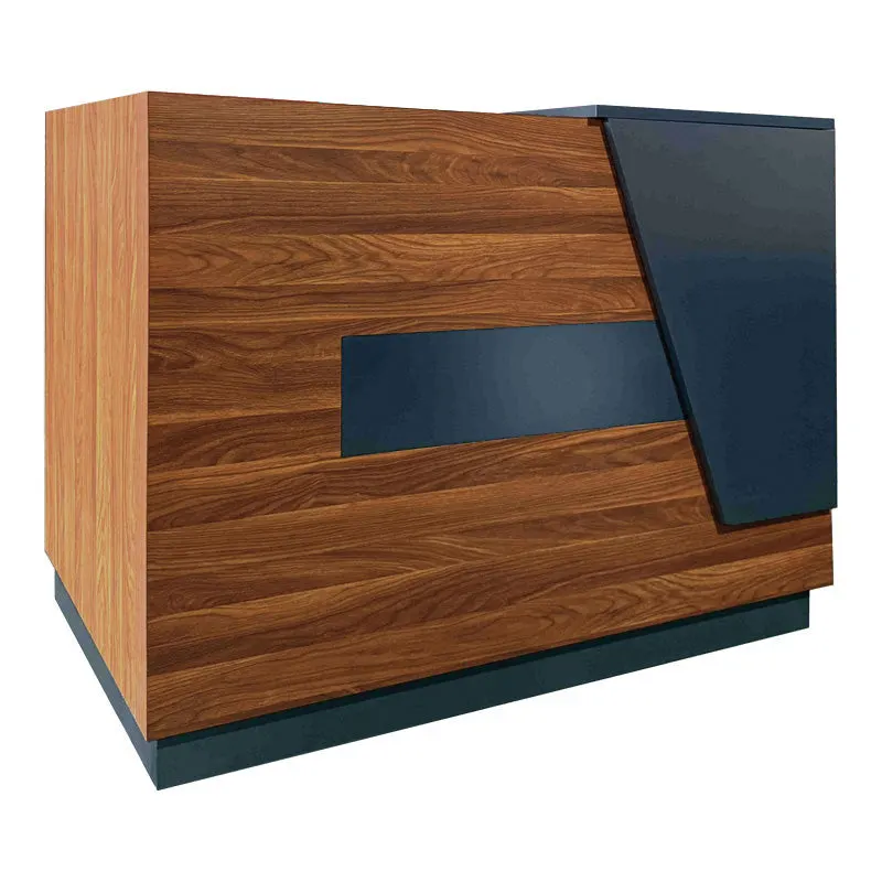Birou de receptie profesional Oscar, lemn-nuca și antracit, 140x65x110 cm - Nuc