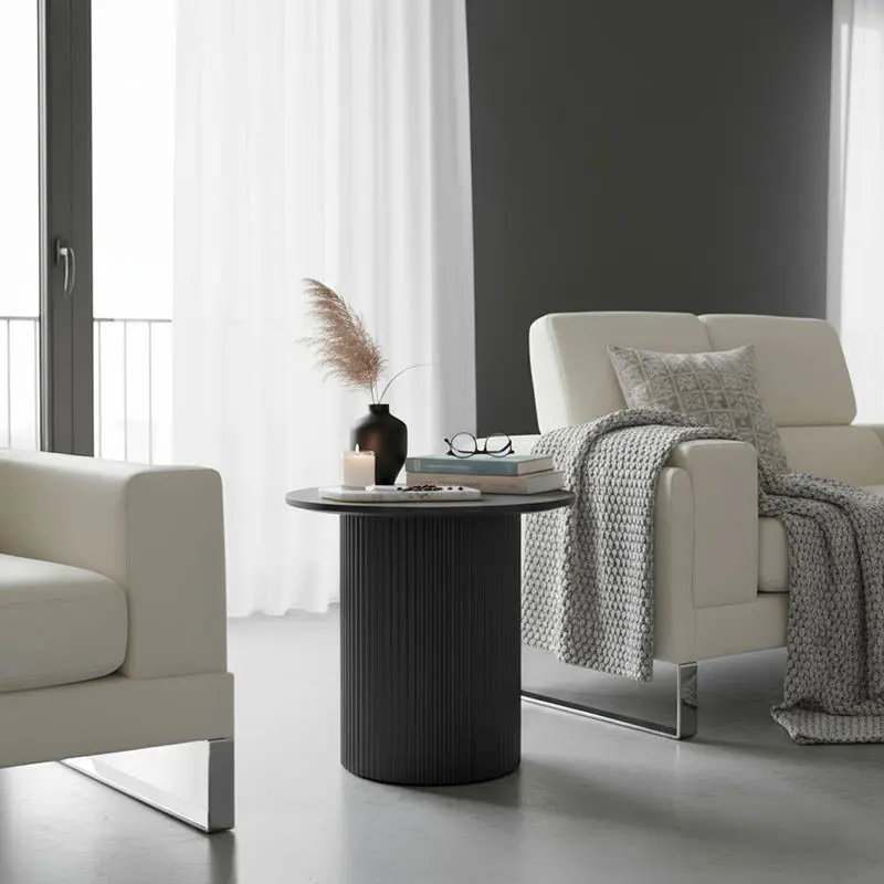 Masuta laterala Dovel, MDF si metal, D50x50 cm - Negru