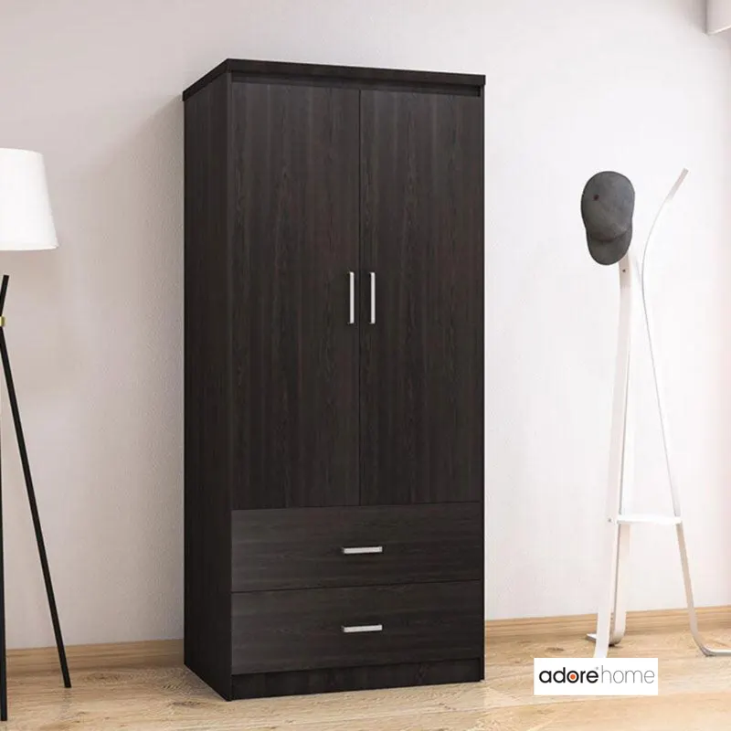 Dulap Olympus Cu 2 Usi Si Sertare, Natural - Negru,  81x57x183 cm - Negru